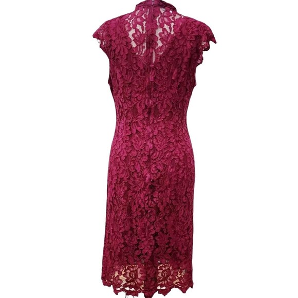 Simply Styled by Sears Lace Knee Length Burgundy Dress Size L Made In India - Picture 2 of 11
